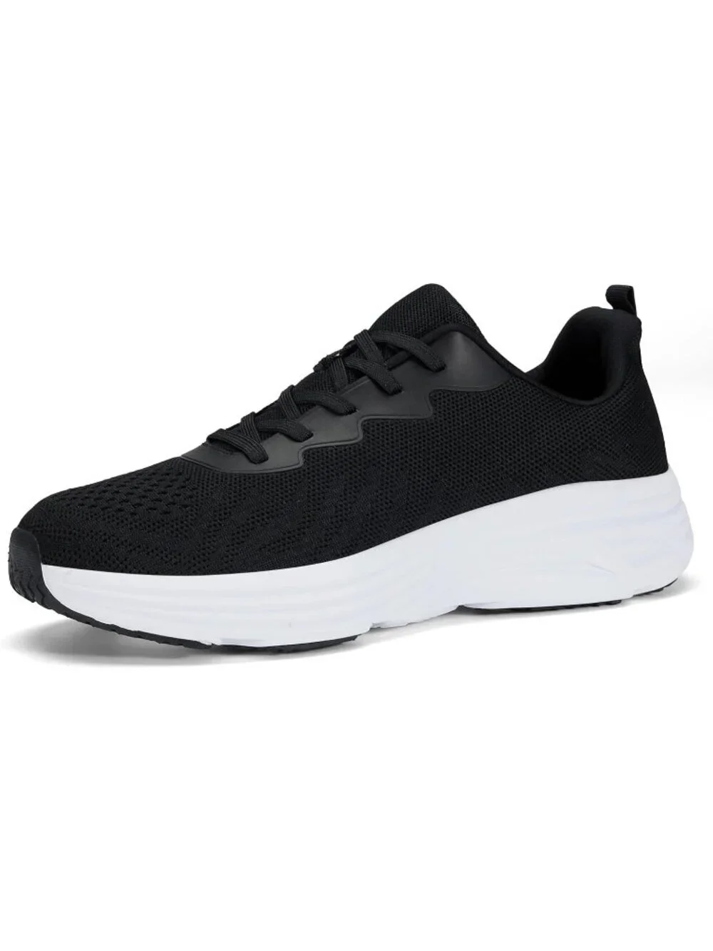 Men's Black Running Shoes Lightweight Breathable Walking Shoes Non Slip Sneakers